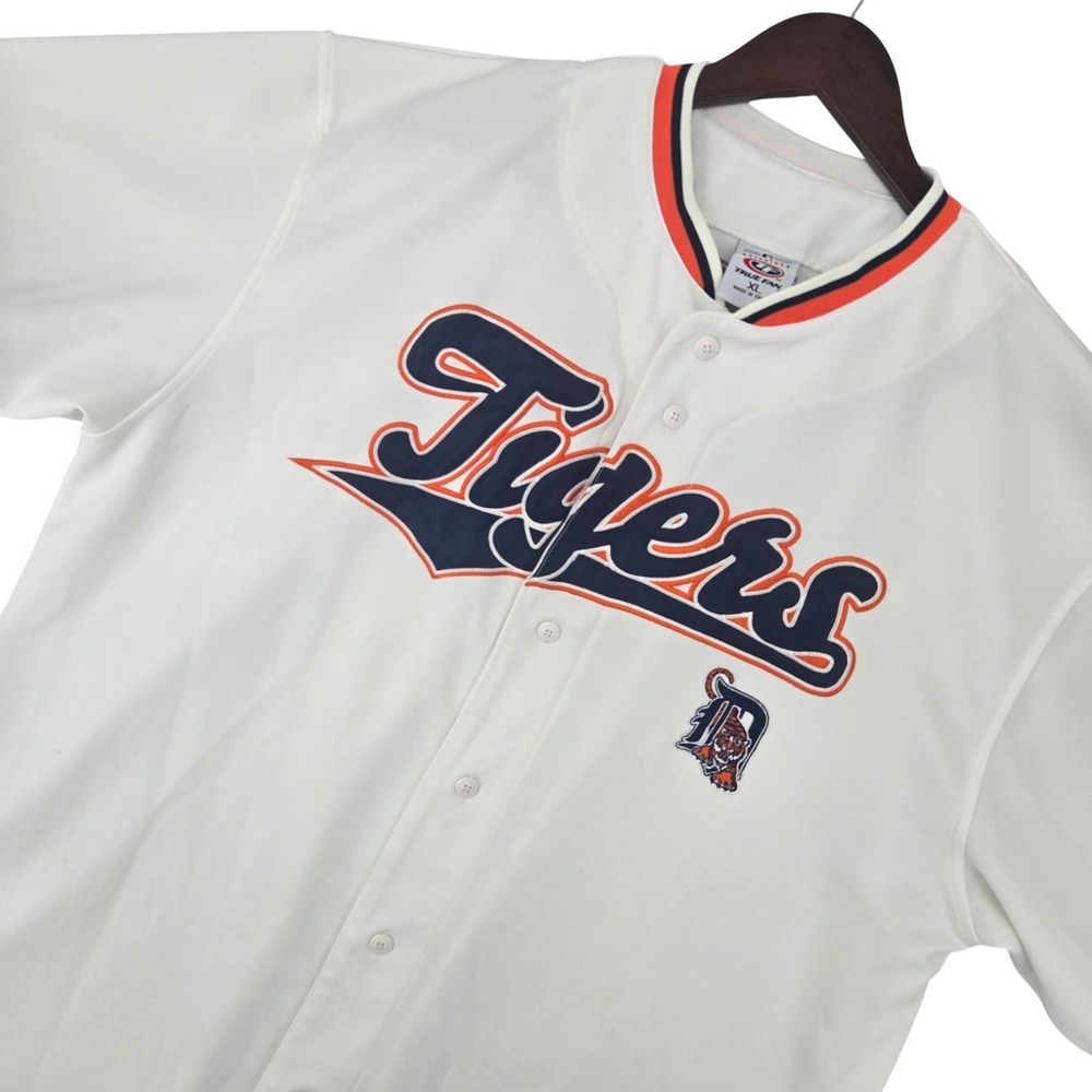 True Fan XL Detroit Tigers Baseball Jersey Mens Sporty Athletic White